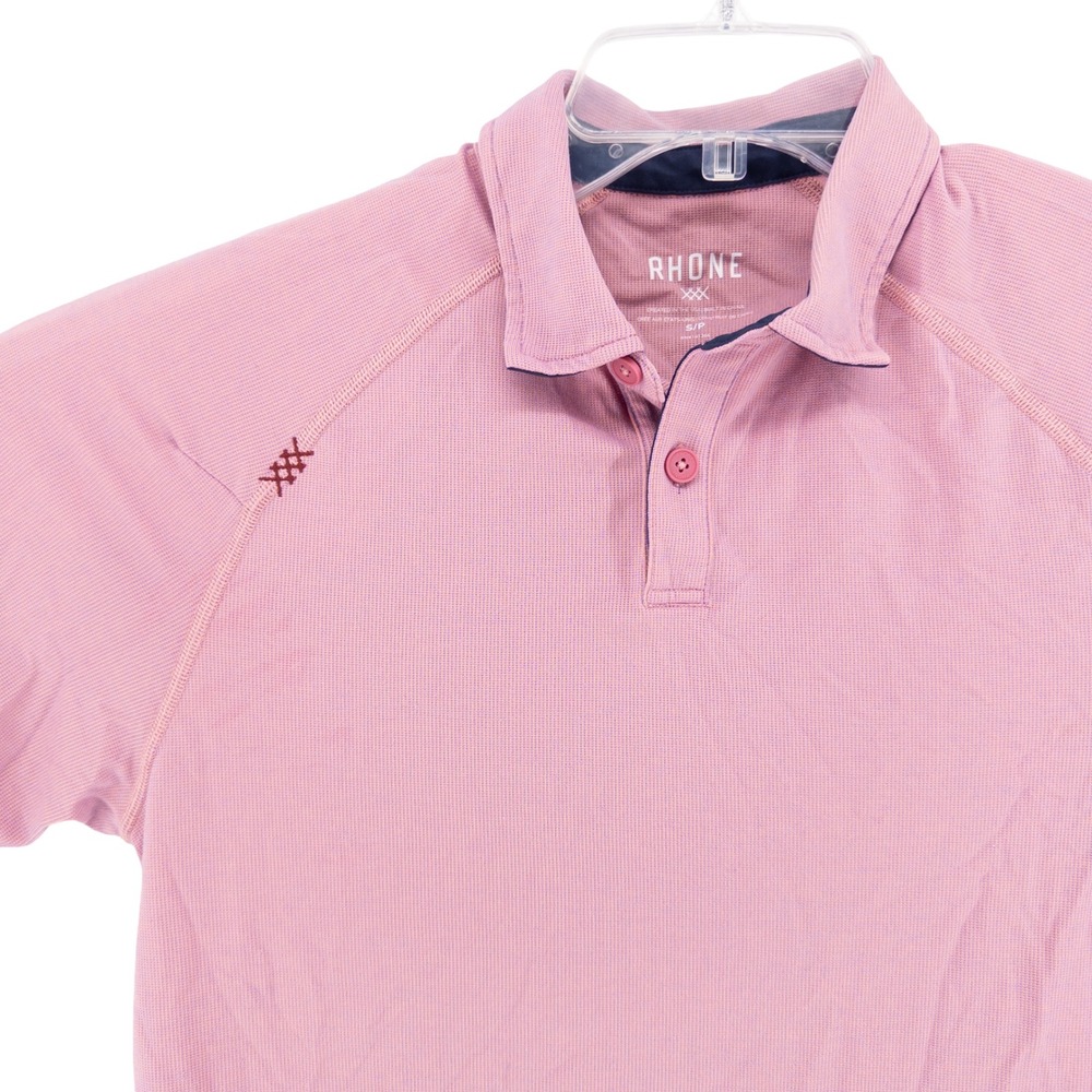 Rhone Mens Small Polo Shirt Mauve Pink Delta Pique Active Golf 101346